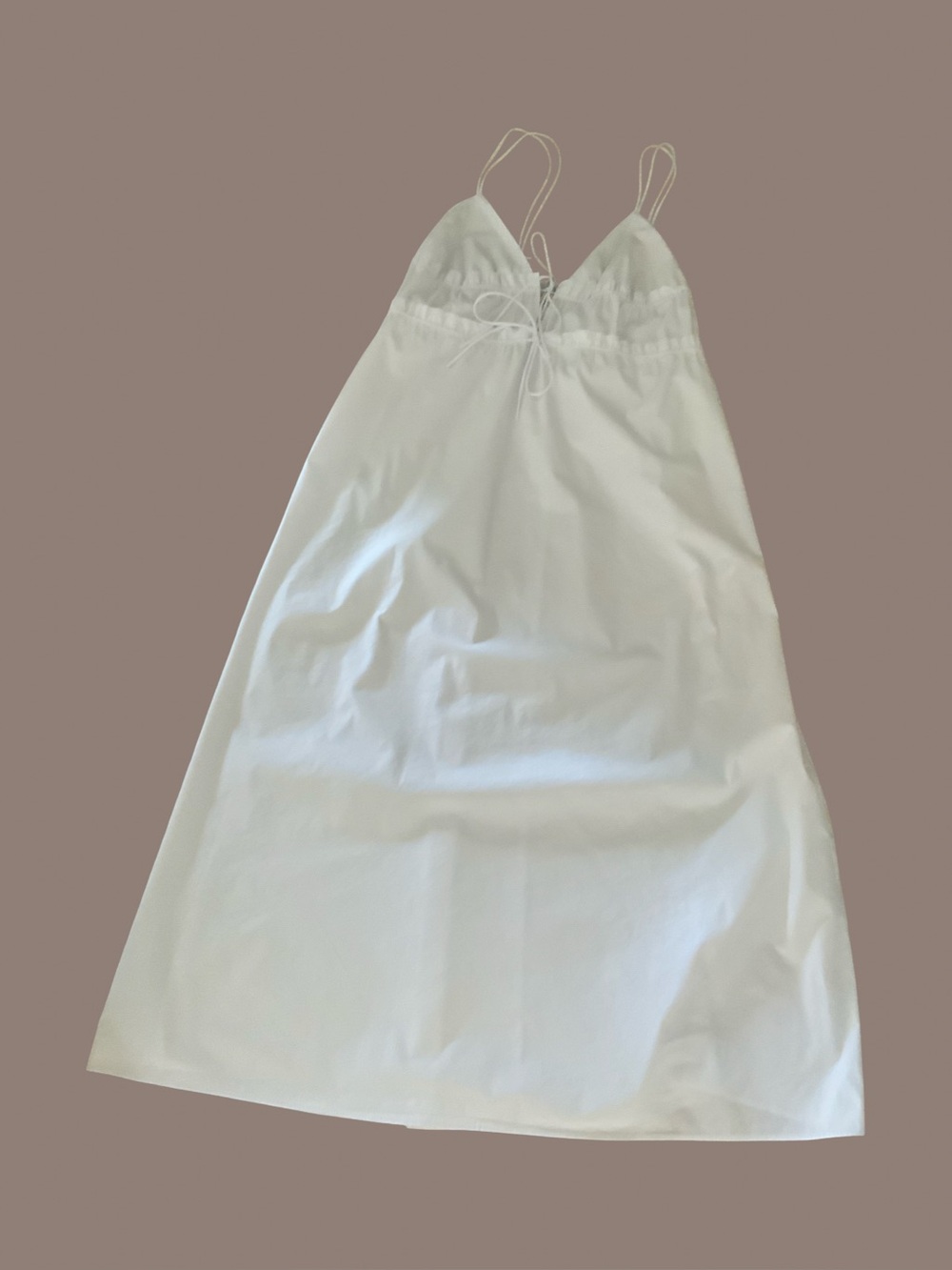 ZARA POPLIN MIDI DRESS white